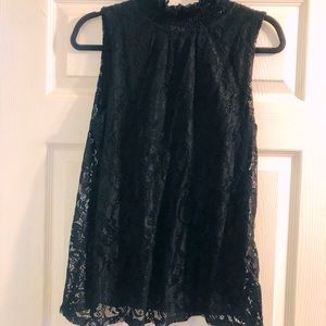Sleeveless embroidered black top